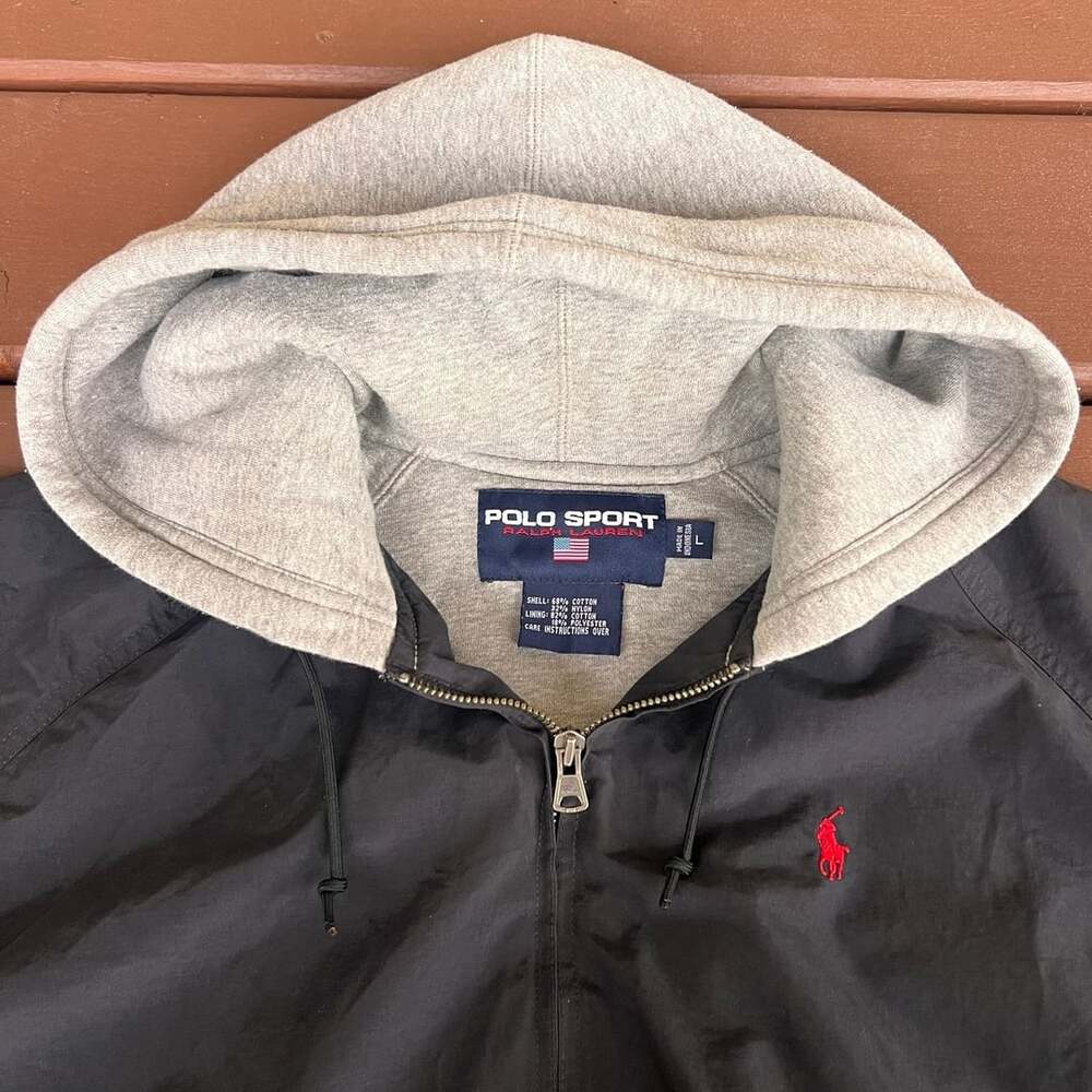 Polo Sport Ralph Lauren Jacket Size L Black Red Pony Full Zip